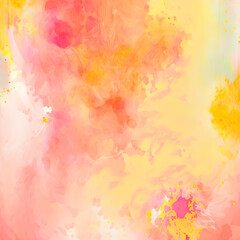 Naklejka na ściany i meble Warm and vibrant watercolor and acrylic abstract backdrop. Generative AI