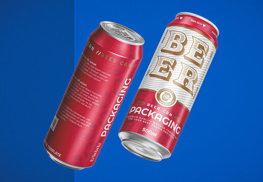 Perspective Beer Aluminum Can Mockup