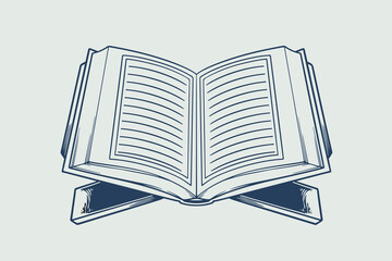 Hand drawing of big quran ramadan theme isolated on white background.