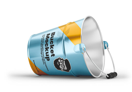 Lay Down Metal Bucket Mockup