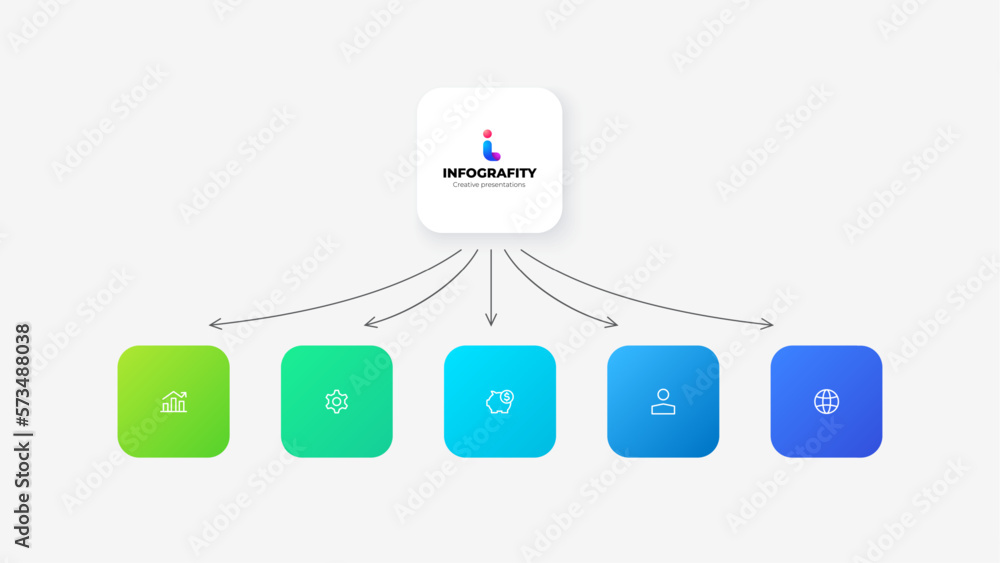 Poster flow chart infographic business template. vector info graphic design illustration with 5 steps