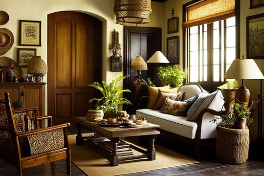 Traditional Filipino Living Room 4.. Generative AI.