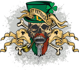 st. Patrick skull, grunge vintage design t shirts