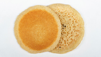 Qatayef bread, Traditional Arabic Ramadan Sweets on white background isolated.Top view