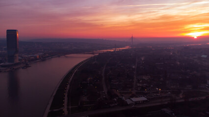 Fototapeta premium View at Belgrade Waterfront buildings and Sava river.