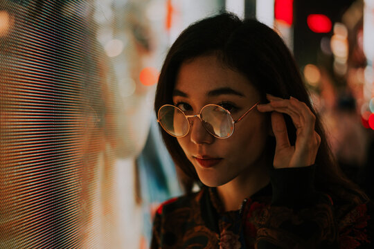 Beautiful asian japanese girl street portraits in Tokyo, japan