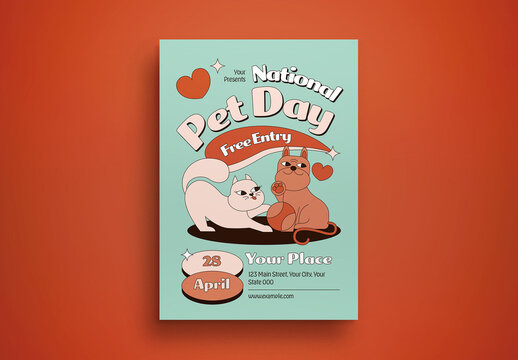 Green Retro National Pet Day Flyer Layout