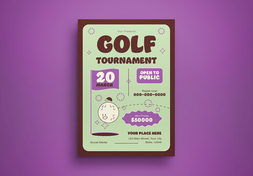 Brown Retro Golf Tournament Flyer Layout