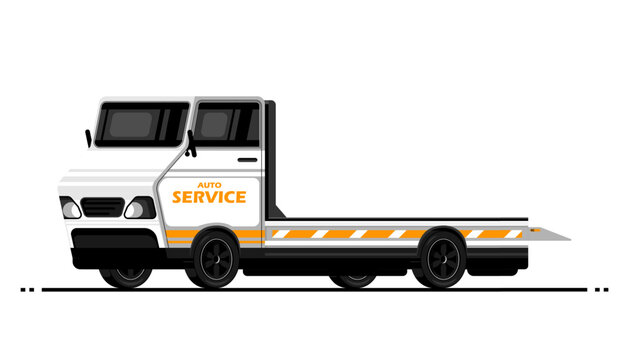 Auto service empty tow truck on isolated background, Vector illustration.