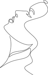 Continuous line drawing of Portrait of a Beautiful Woman's face. The Concept of Skin Beauty Care for young female models. Fashion beauty model with a white background. Vector