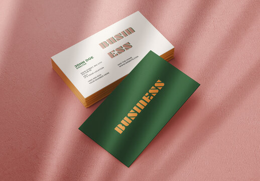 Business Card Mockup With Reflective Shadow