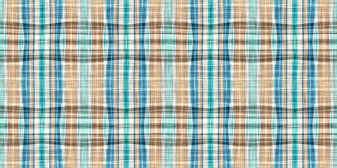  Teal rustic coastal beach house border check fabric tile. Seamless sailor flannel edging trim textile. Gingham blur rustic banner ribbon endless tape.