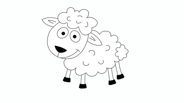 animation of a dancing cheerful white sheep