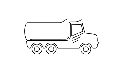 Dumper truck outline vector illustration isolated on white. Transportation truck for use in logistics, transportation, construction truck design projects. 