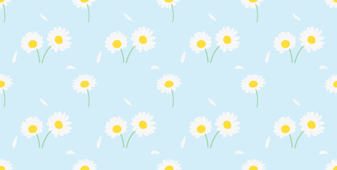 Seamless pattern with daisy flower and on background vector illustration.