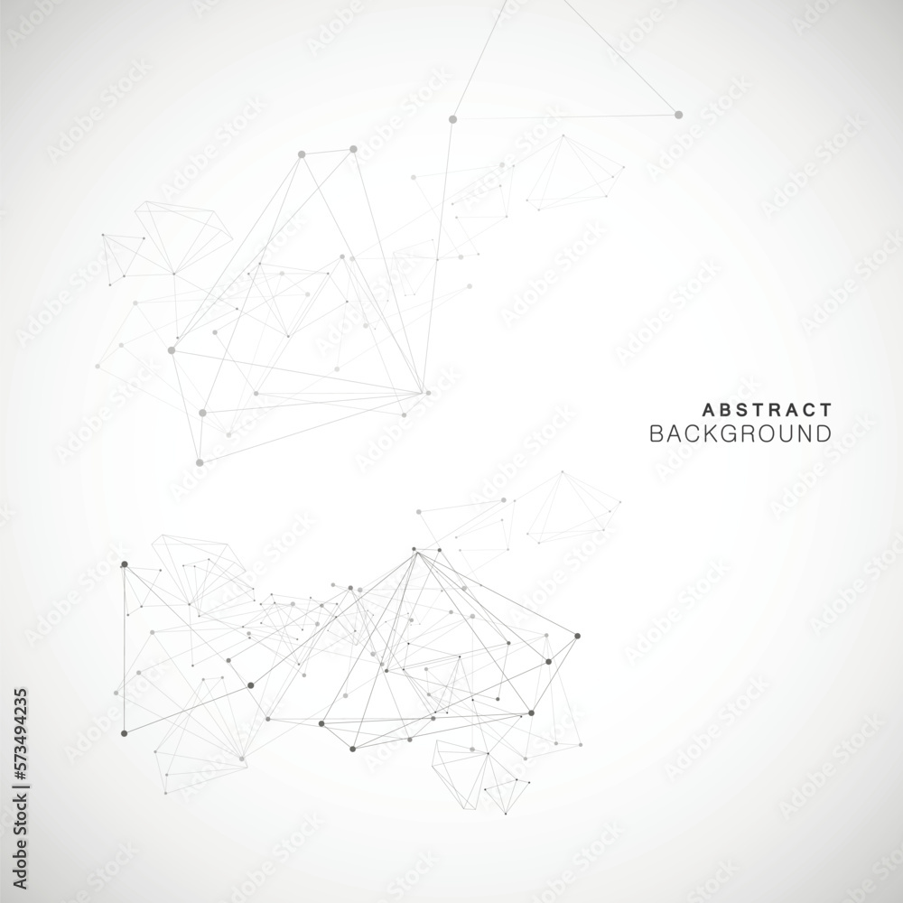 Aufkleber Network science polygonal triangle. Geometric wallpaper line. Shape data atom graphic. Abstract vector polygon background