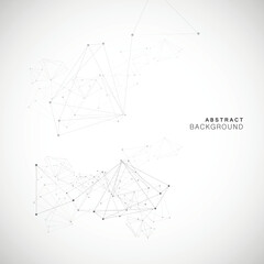 Network science polygonal triangle. Geometric wallpaper line. Shape data atom graphic. Abstract vector polygon background