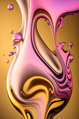 Elegant and vibrant abstract vertical phone wallpaper, liquid metal wavy stirrup swirl made out of liquid metal, colorful gold, pink and yellow  (generative ai) 3d render, vertical iphone, apple, sams