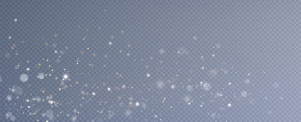 Realistic falling snow.Christmas background.Isolated on transparent background.