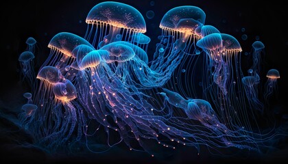 jelly fishes in the water (Generative AI)