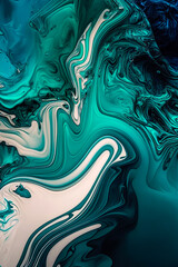 Dark teal, blue & white liquid paint splatter phone backdrop, wavy ink swirl (generative ai) 3d render, vertical iphone, apple, samsung wallpaper