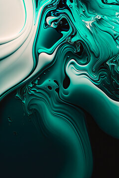 Dark Teal, Blue & White Liquid Paint Splatter Phone Backdrop, Wavy Ink Swirl (generative Ai) 3d Render, Vertical Iphone, Apple, Samsung Wallpaper