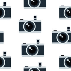 Seamless pattern of the camera icon. Camera, Illustration on a white background