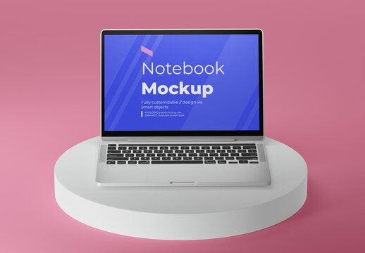 Modern Notebook Mockup Front View