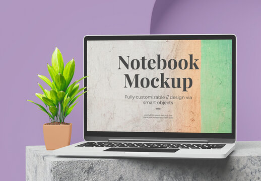Modern Smart Device Notebook Mockup Front View