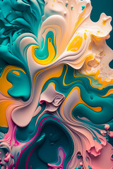
artistic spring flowers floral fluid  yellow, white, pink, teal, blue apple/mac swirl paint bouquet, vertical phone wallpaper, elegant abstract(generative ai) 3d render, vertical iphone, apple