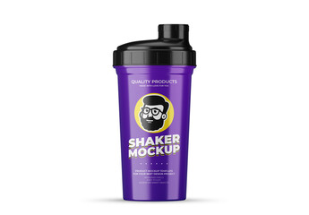 Purple Plastic Sports Shaker Mockup With Black Cap