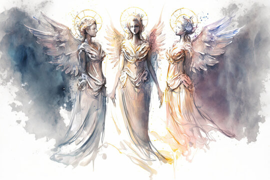 Digital painting featuring angels of heaven