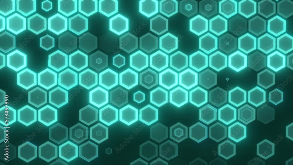 Poster glowing hexagonal animation background, sci-fi technology digital background, abstract digital high 