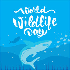 Fototapeta na wymiar world wildlife day illustration with planet and animals