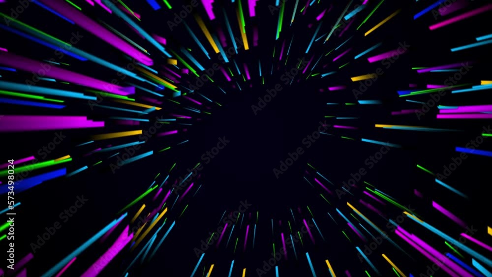 Poster travel through wormhole time travel concept, colorful hyper space jump motion background, glowing li