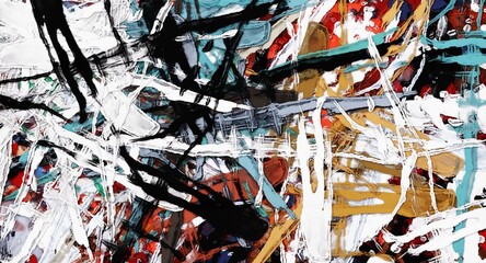 Abstract Grunge Background Graphic Watercolor Stylization on Textured Canvas of Chaetic Strokes of Paint Spots