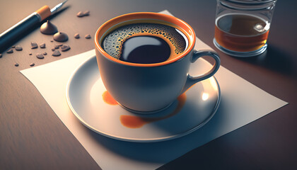 Cup of black coffee isolated, generative Al.