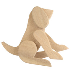 Wooden toy dog puppy pet craft vintage isolated on white background 