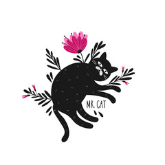 Vector illustration of cute cat