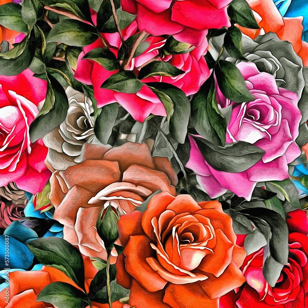 Aufkleber computer graphics of abstract floral psychedelic background stylization of colored chaotic stickers 