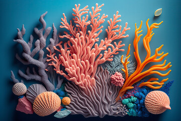 Plasticine art, corals. Generative AI.
