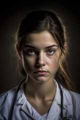 Obraz premium Young female doctor portrait. Close up M.D for National doctors day or women's history month generative ai