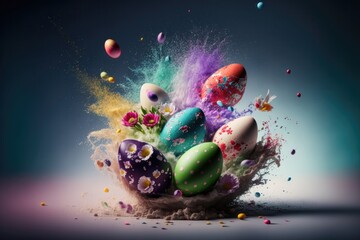 Sparkling Easter Egg Delight. Generative AI