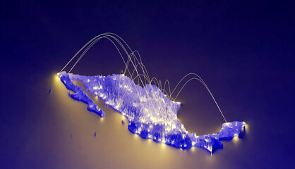 Mexico concept map, map of  Mexico suitable for technology, export, smart city, development and communication concepts.