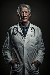 Fototapeta premium Old man doctor closeup portrait shot generative ai