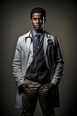 Fototapeta premium Young Black doctor full body portrait shot generative ai