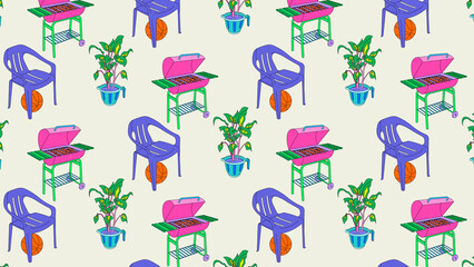 BBQ, Plant and Chair pattern for desktop
