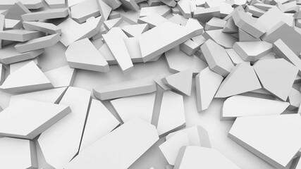 White cracked debris heap background