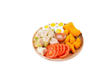 Healthy food Cabbage rolls stuffed with ground pork in a wooden