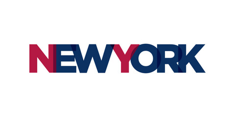 New York, USA typography slogan design. America logo with graphic city lettering for print and web.